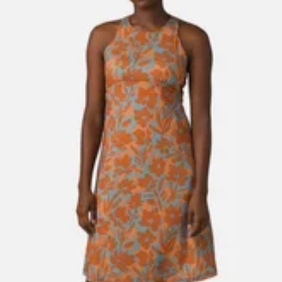 Prana Orange and Blue Floral Midi Dress - Picture 5 of 5